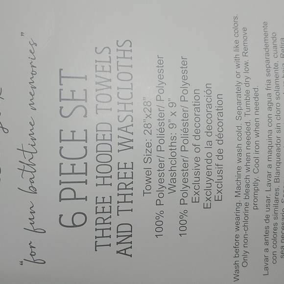 KYLE & DEENA 6 Piece Set - 3 Hooded Towels & 3 Washcloths - Animals - Picture 6 of 6